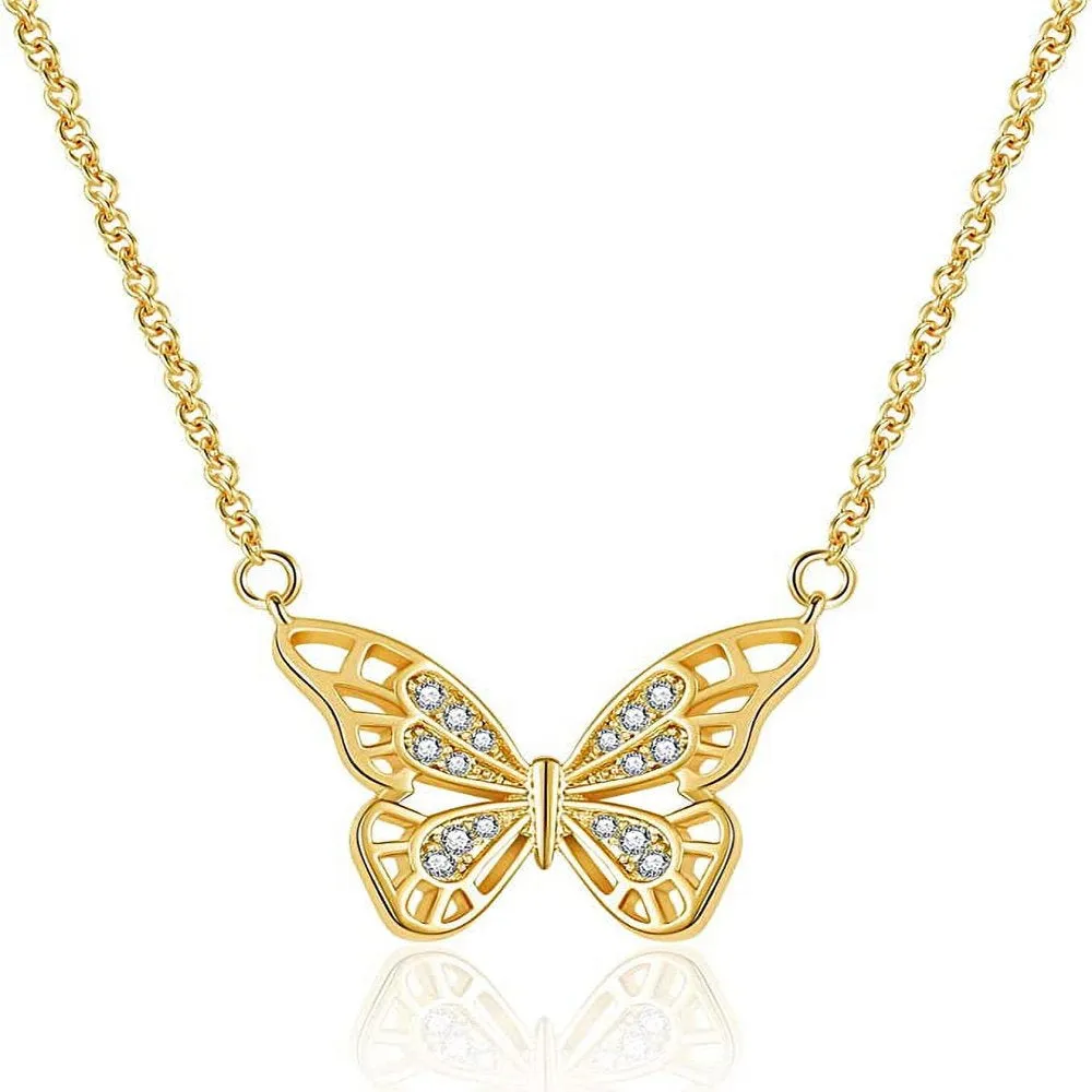 Beautiful Butterfly Necklace Pendant & Chain Set