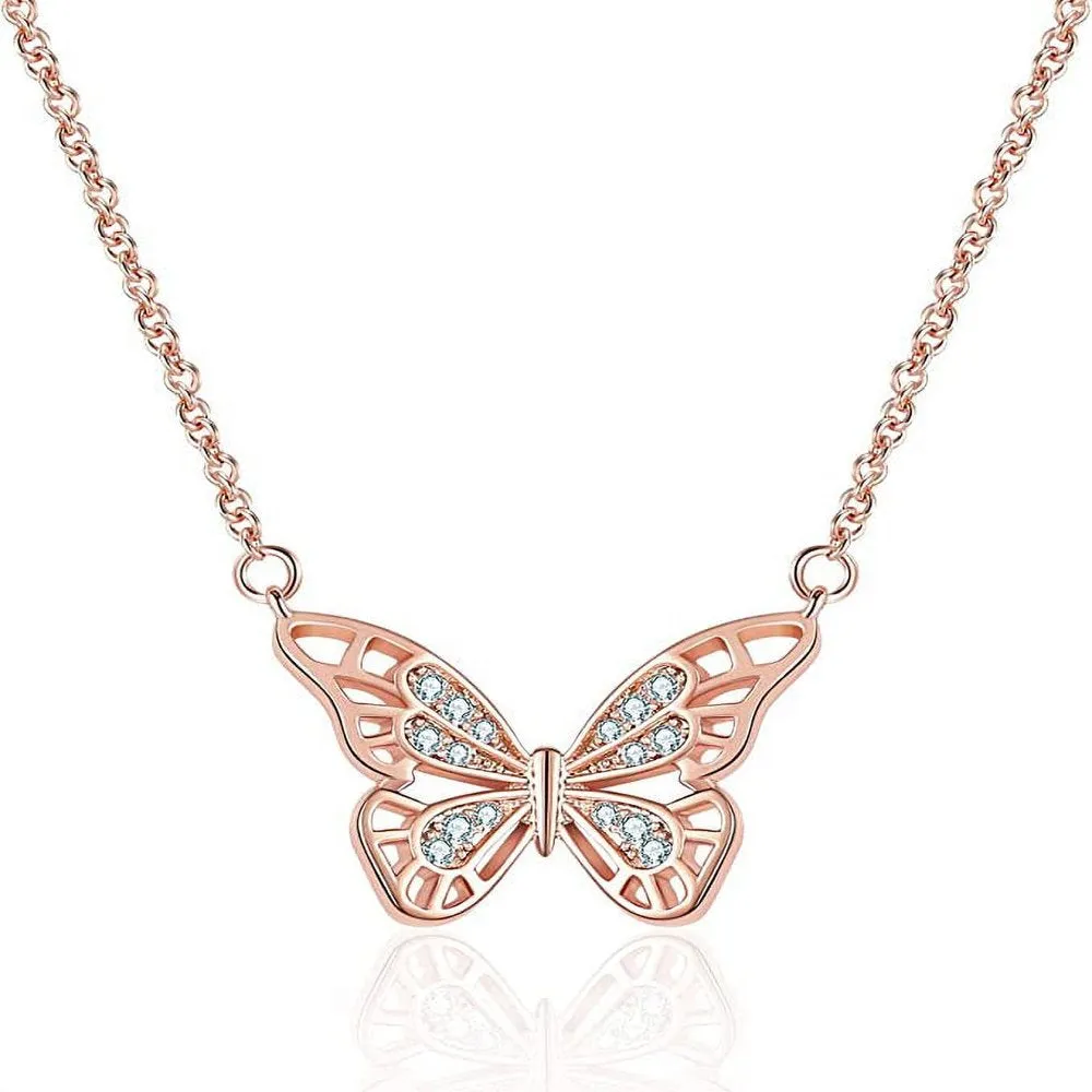 Beautiful Butterfly Necklace Pendant & Chain Set