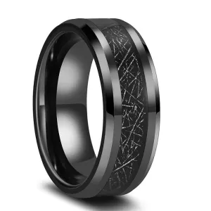 Beveled Tungsten Wedding Band with Silk Inlay