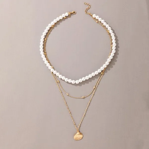 Big White Imitation Pearl Beads Choker Clavicle Chain Necklace For Women Wedding Jewelry