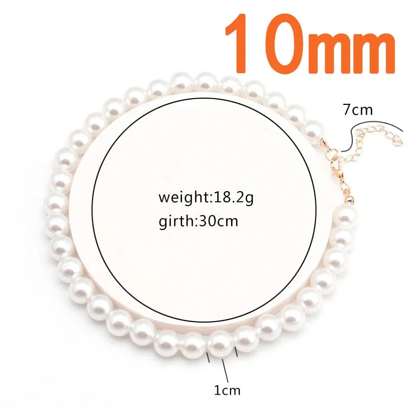 Big White Imitation Pearl Beads Choker Clavicle Chain Necklace For Women Wedding Jewelry