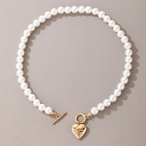 Big White Imitation Pearl Beads Choker Clavicle Chain Necklace For Women Wedding Jewelry