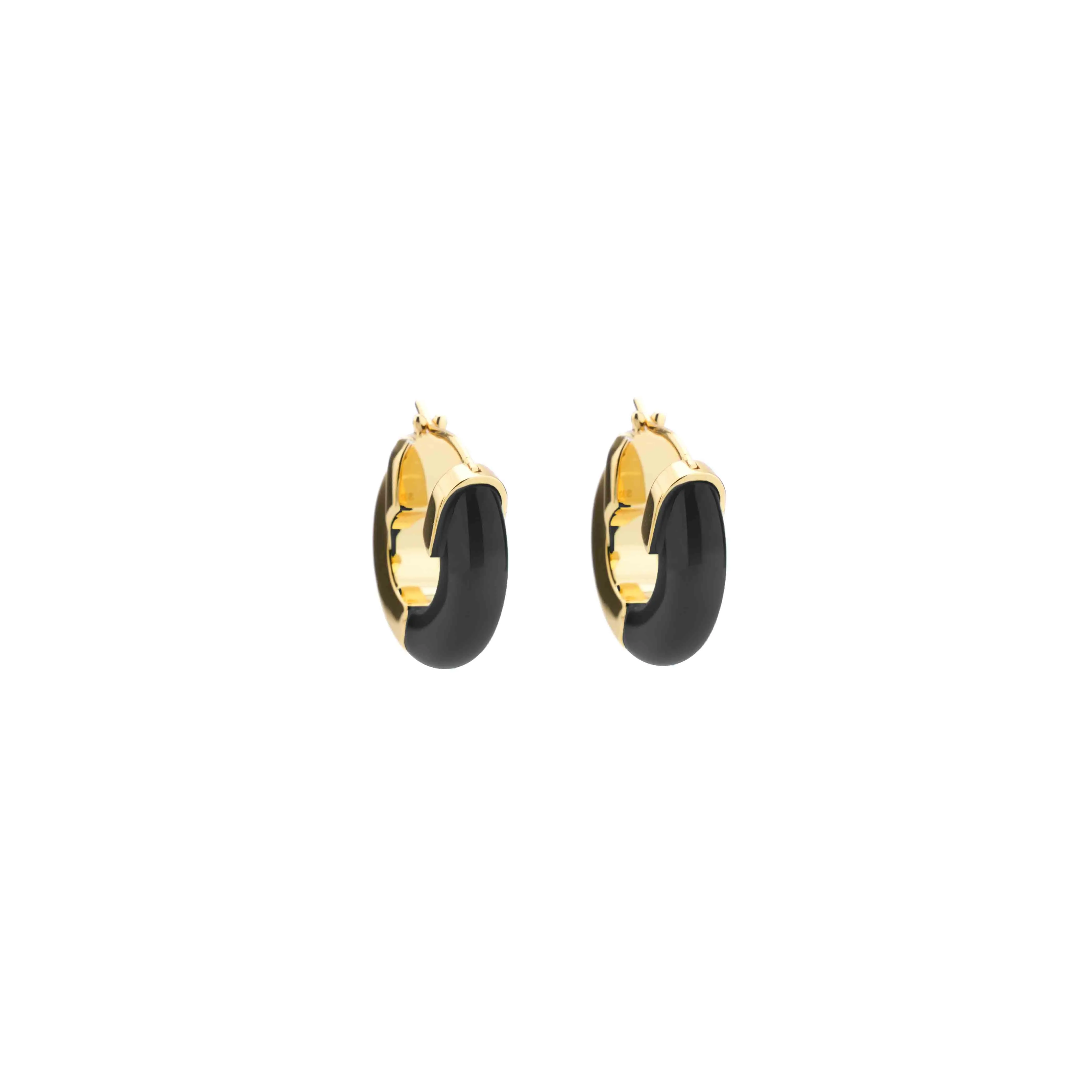 Black Agate Hoops