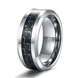 Black & Blue Tail Men's Tungsten Wedding Band