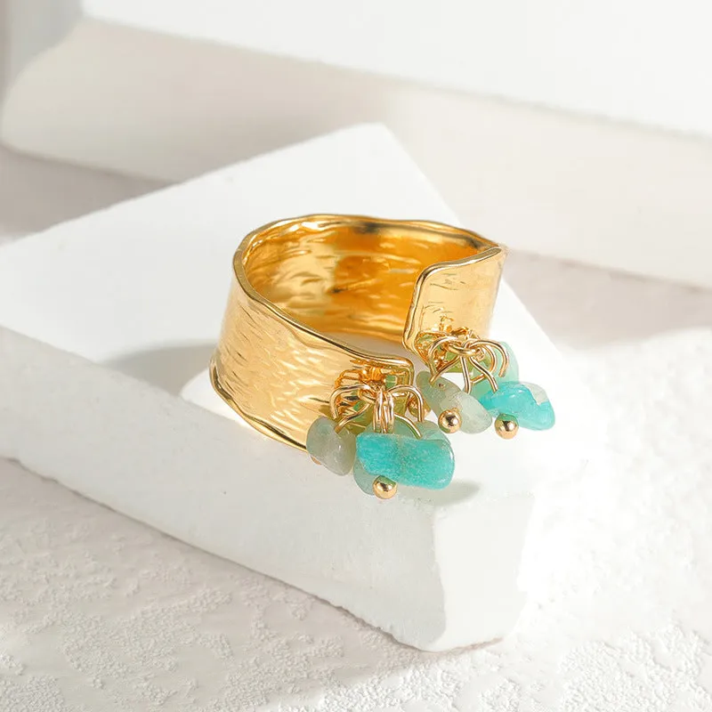 Blue Stone Drop Irregular Gold Ring JLTR0459