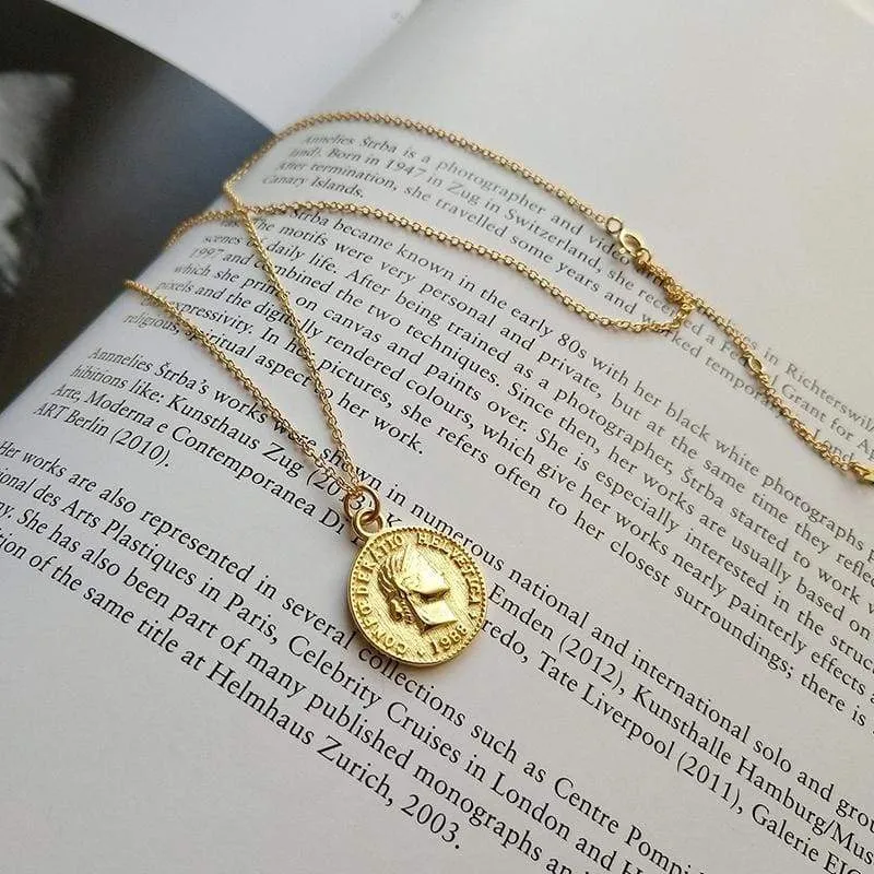 Bohemia Round Coin Choker Necklace Pendant For Women Medal Gold Silver Color Disc Face Necklace Dainty Gifts New European 2018