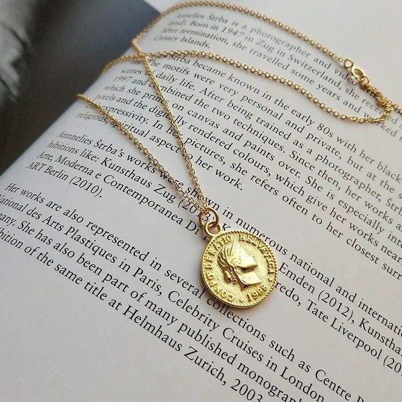 Bohemia Round Coin Choker Necklace Pendant For Women Medal Gold Silver Color Disc Face Necklace Dainty Gifts New European 2018