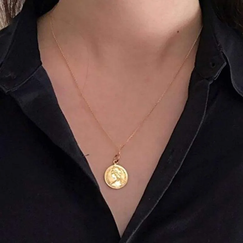 Bohemia Round Coin Choker Necklace Pendant For Women Medal Gold Silver Color Disc Face Necklace Dainty Gifts New European 2018