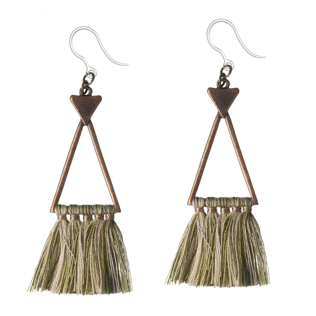 Bohemian Triangle Tassel Dangles Hypoallergenic Earrings for Sensitive Ears Made with Plastic Posts