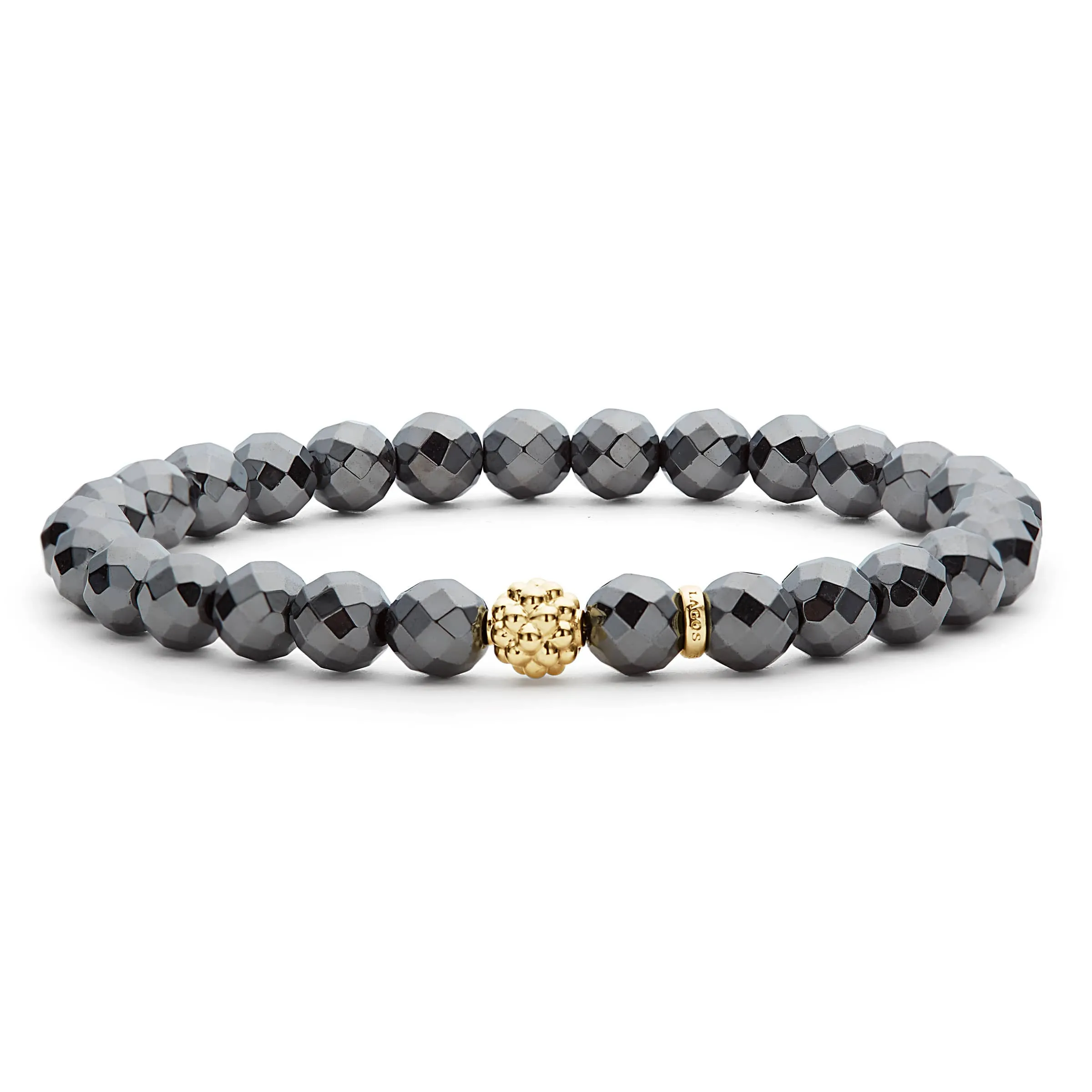 Caviar Icon Hematite Gold Station Bead Bracelet