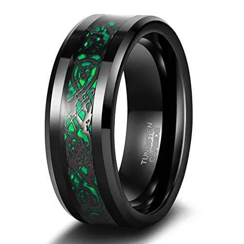 Celtic Dragon Men's 8mm Tungsten Wedding Band