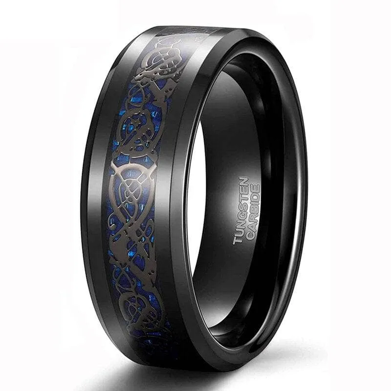 Celtic Dragon Men's 8mm Tungsten Wedding Band