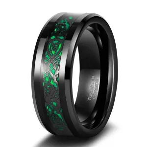 Celtic Dragon Men's 8mm Tungsten Wedding Band