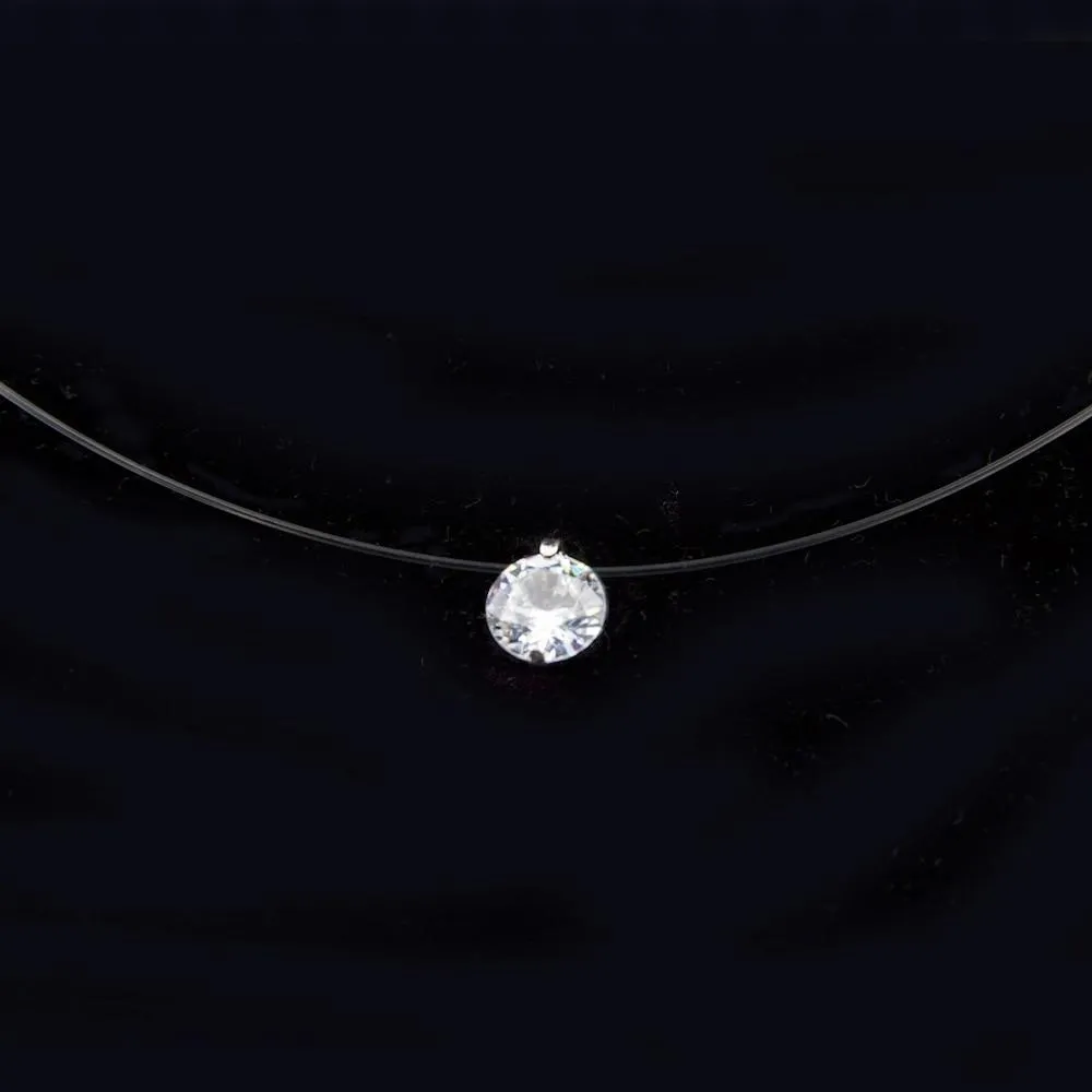 Chocker Silver Invisible Chain  Transparent Fishing Line Women Rhinestone Necklace