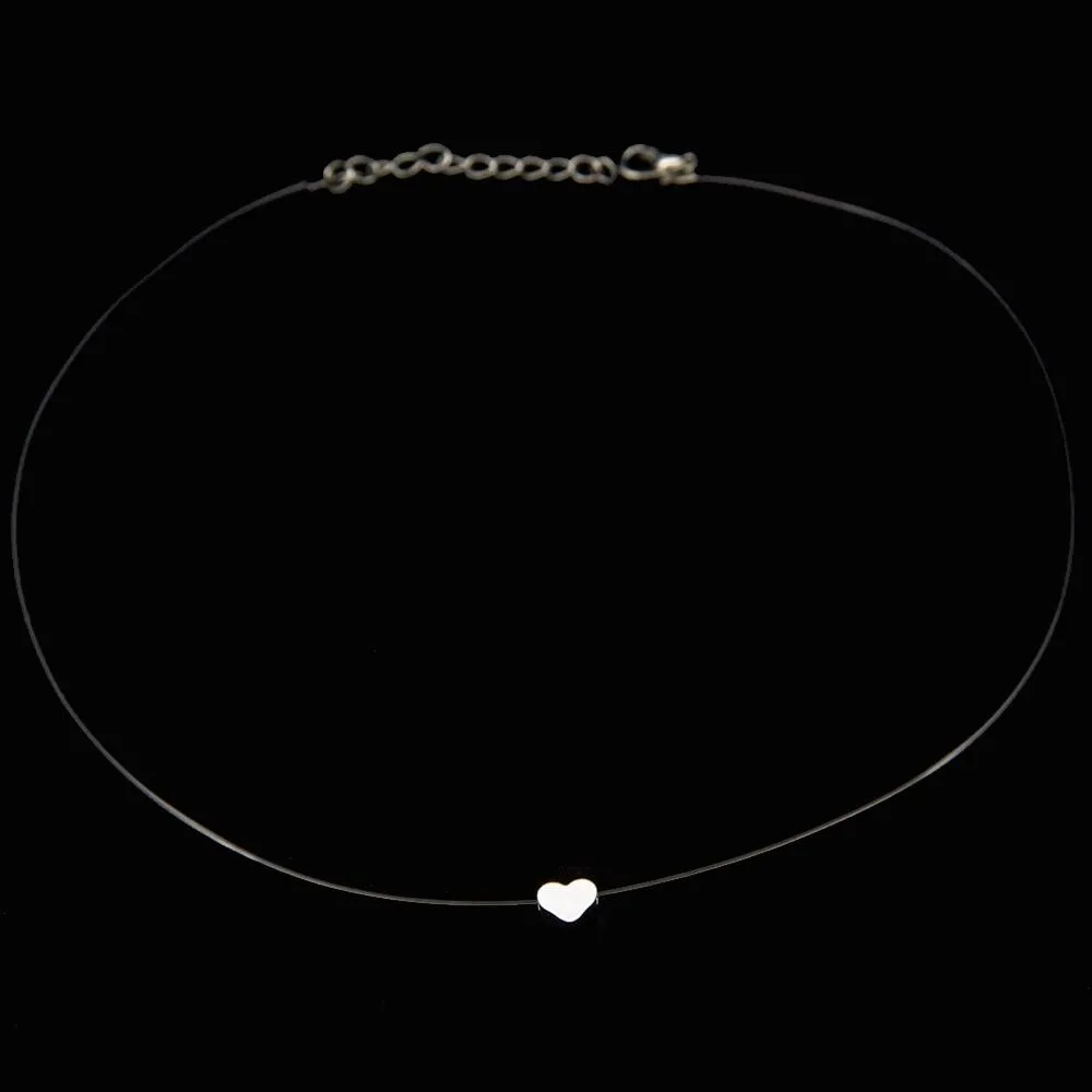 Chocker Silver Invisible Chain  Transparent Fishing Line Women Rhinestone Necklace