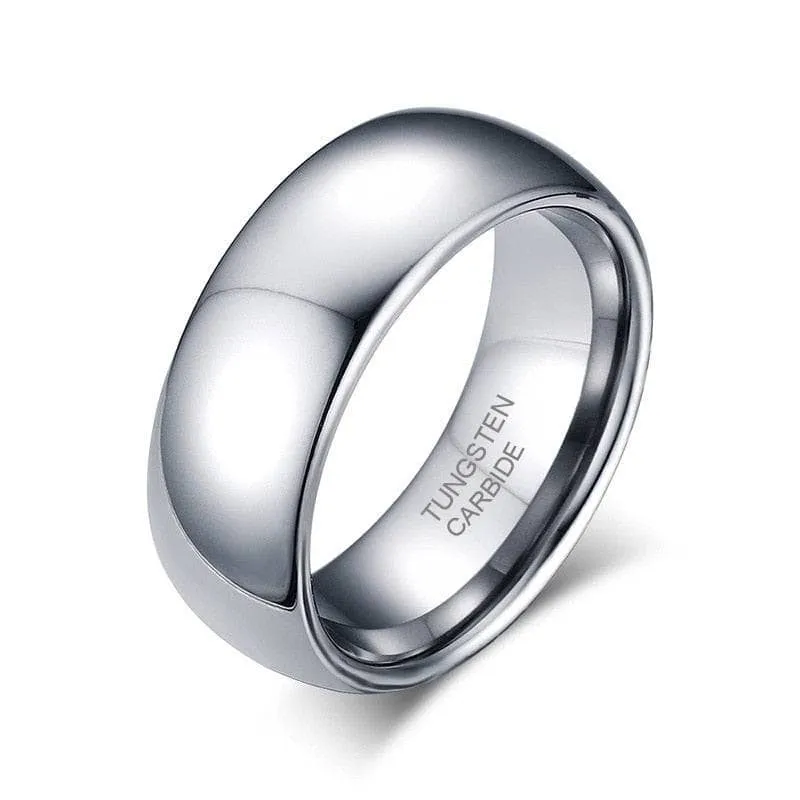 Classic 8mm Dome Tungsten Carbide Wedding Band