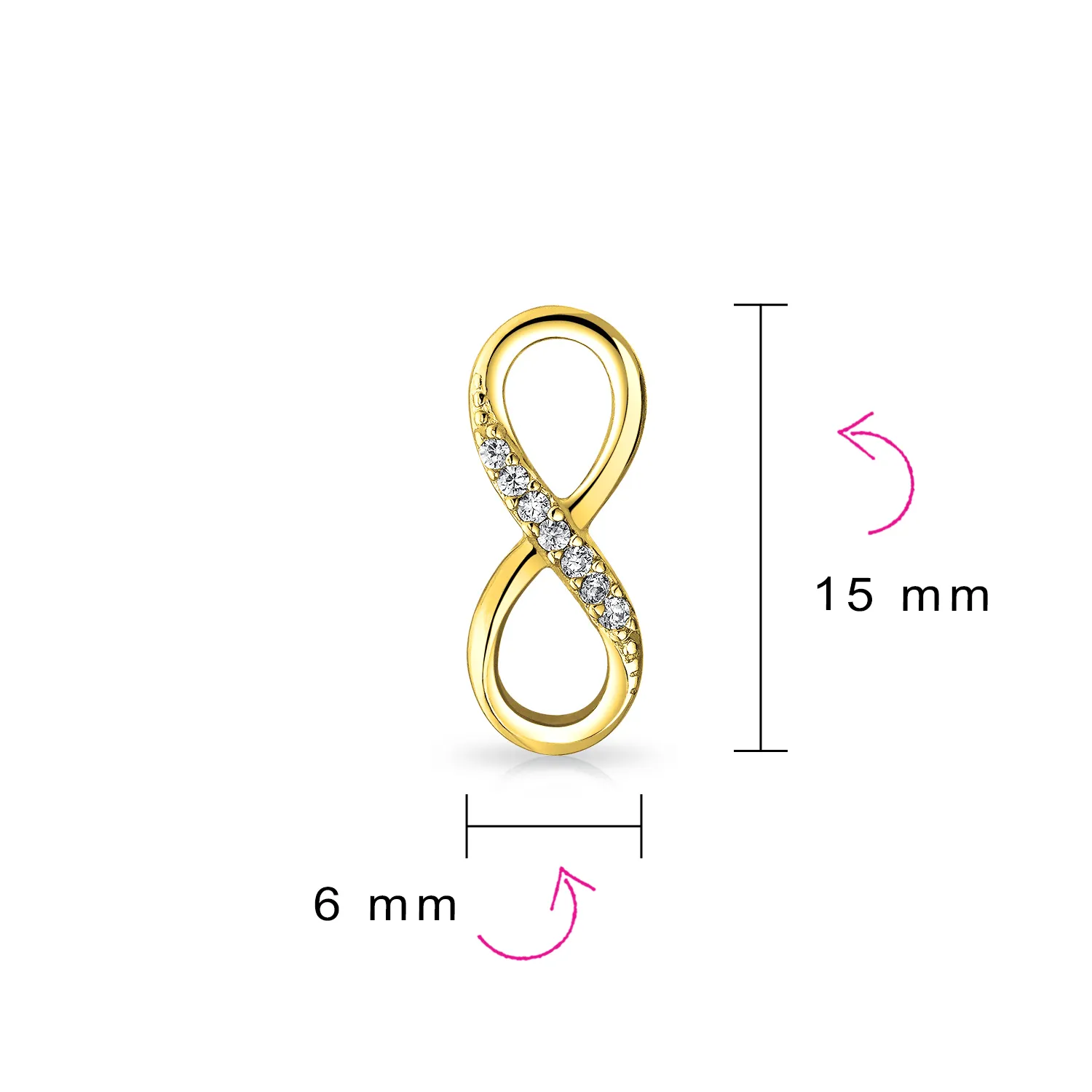 Classic CZ Stud Earrings Love Knot Infinity 14K Gold Sterling Silver