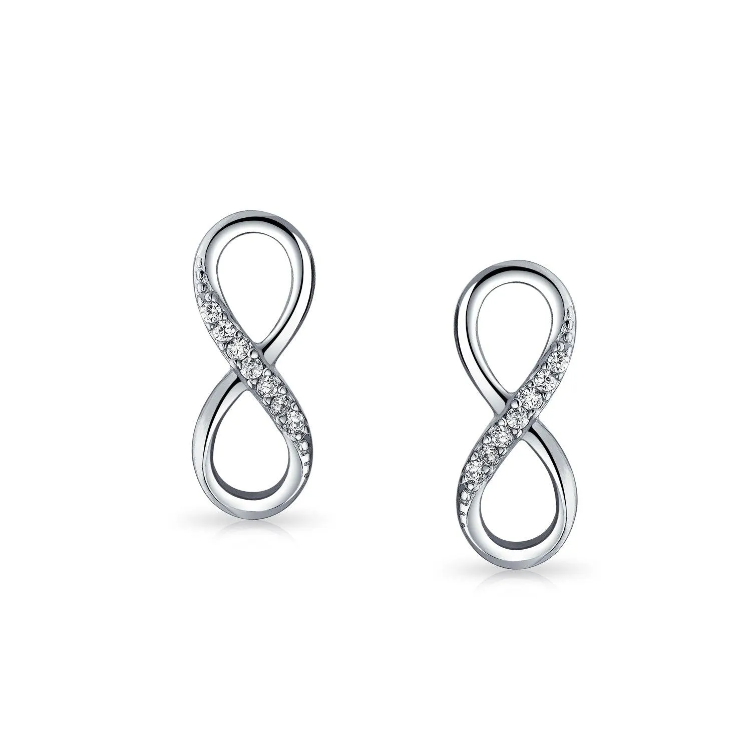 Classic CZ Stud Earrings Love Knot Infinity 14K Gold Sterling Silver