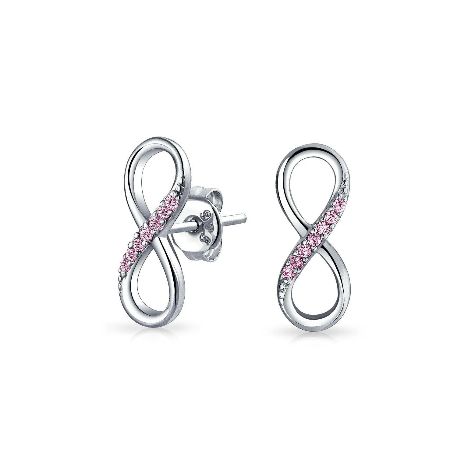 Classic CZ Stud Earrings Love Knot Infinity 14K Gold Sterling Silver