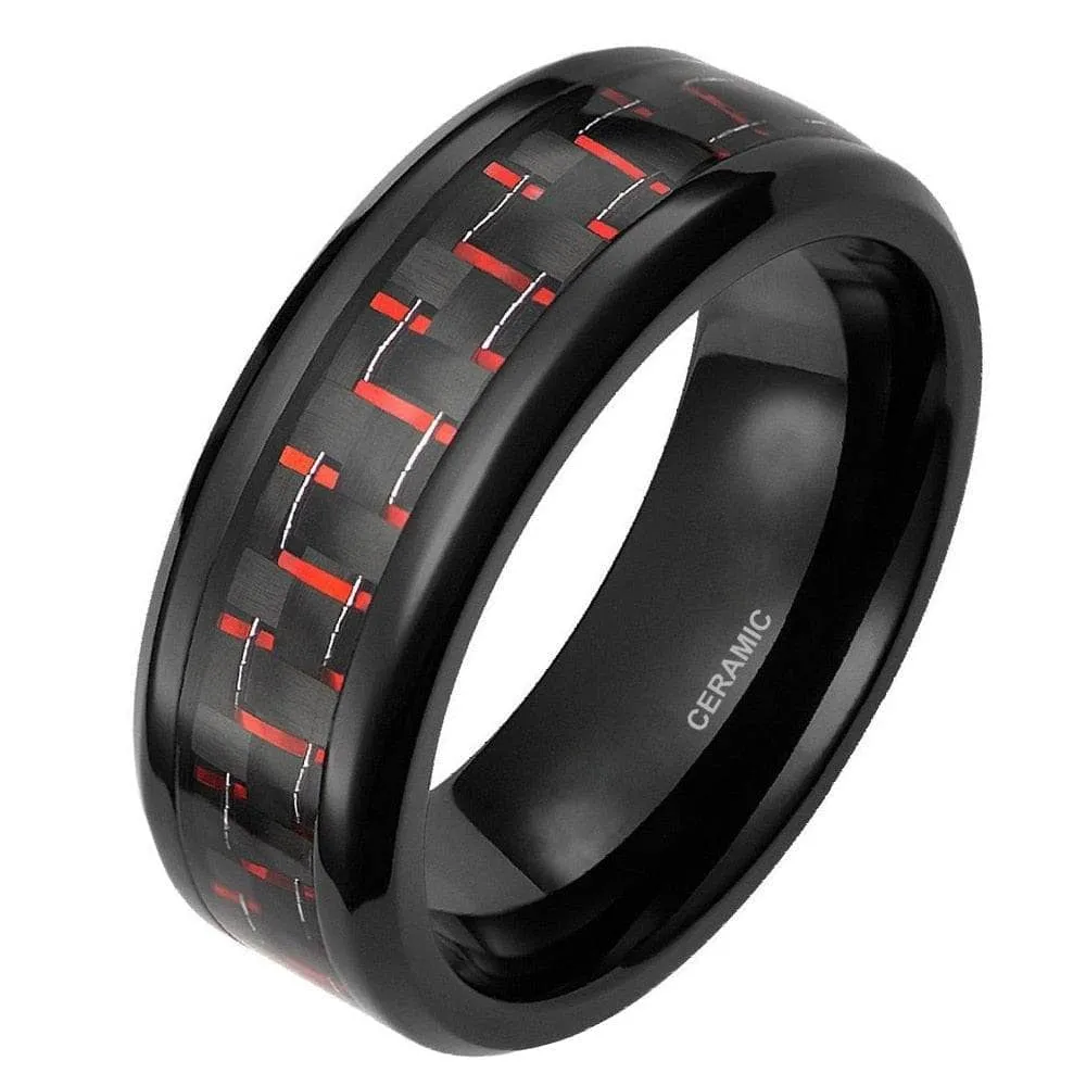 Classic Men's 8mm Black Ceramic Wedding Band