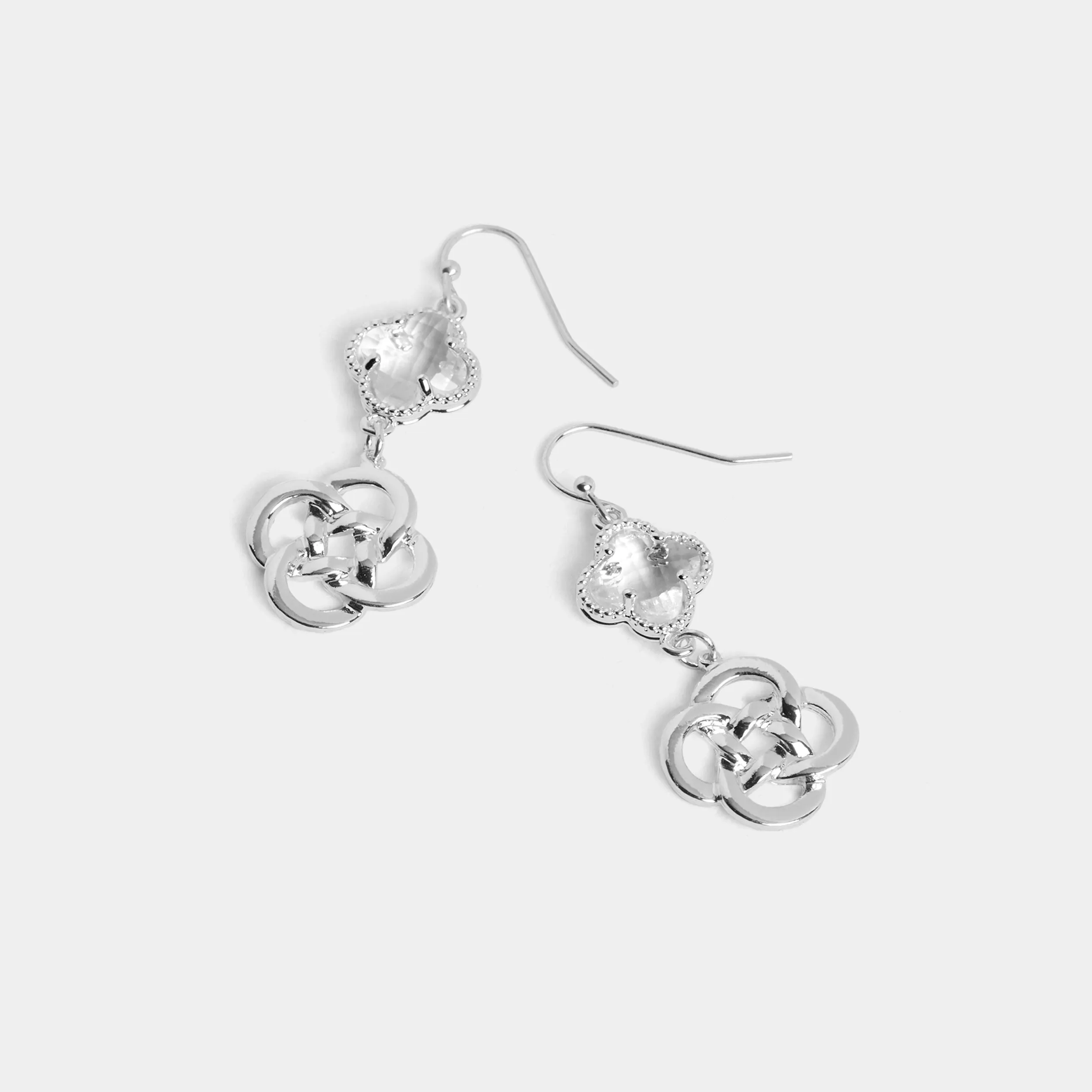 Clover Knot Dangle Earring - Silver