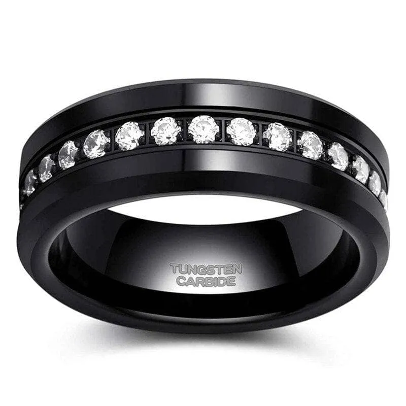 Created Diamond 8mm Black Tungsten Wedding Band