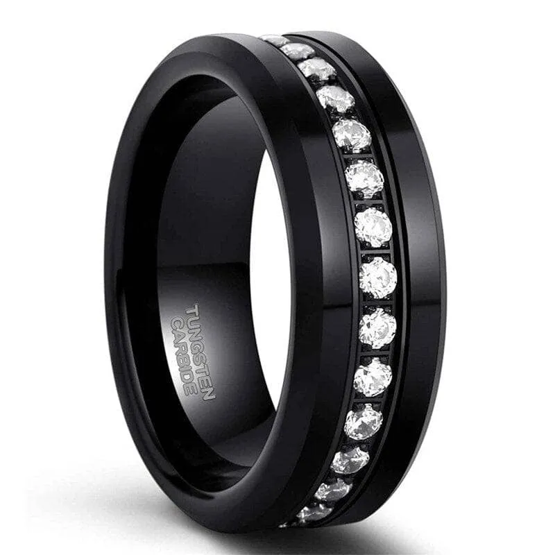 Created Diamond 8mm Black Tungsten Wedding Band