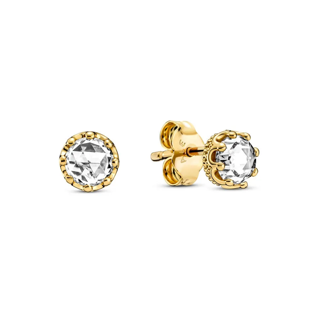 Crown Pandora Shine stud earrings with clear