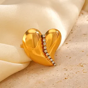 Crystal Embrace Heart Gold Ring JLTR0440