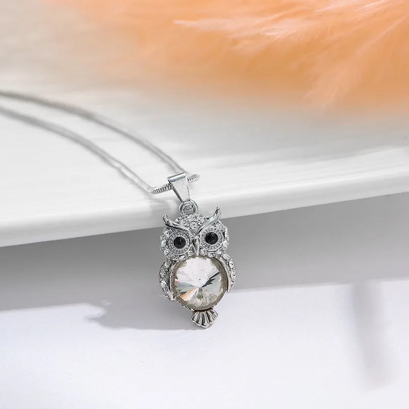 Crystal Owl Pendant Necklace