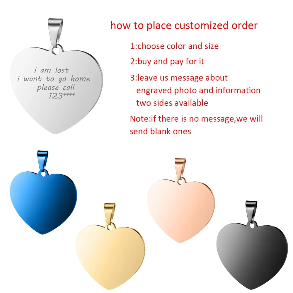 Custom Engraved Picture Photos Name Love Necklace for Women Heart Pendant