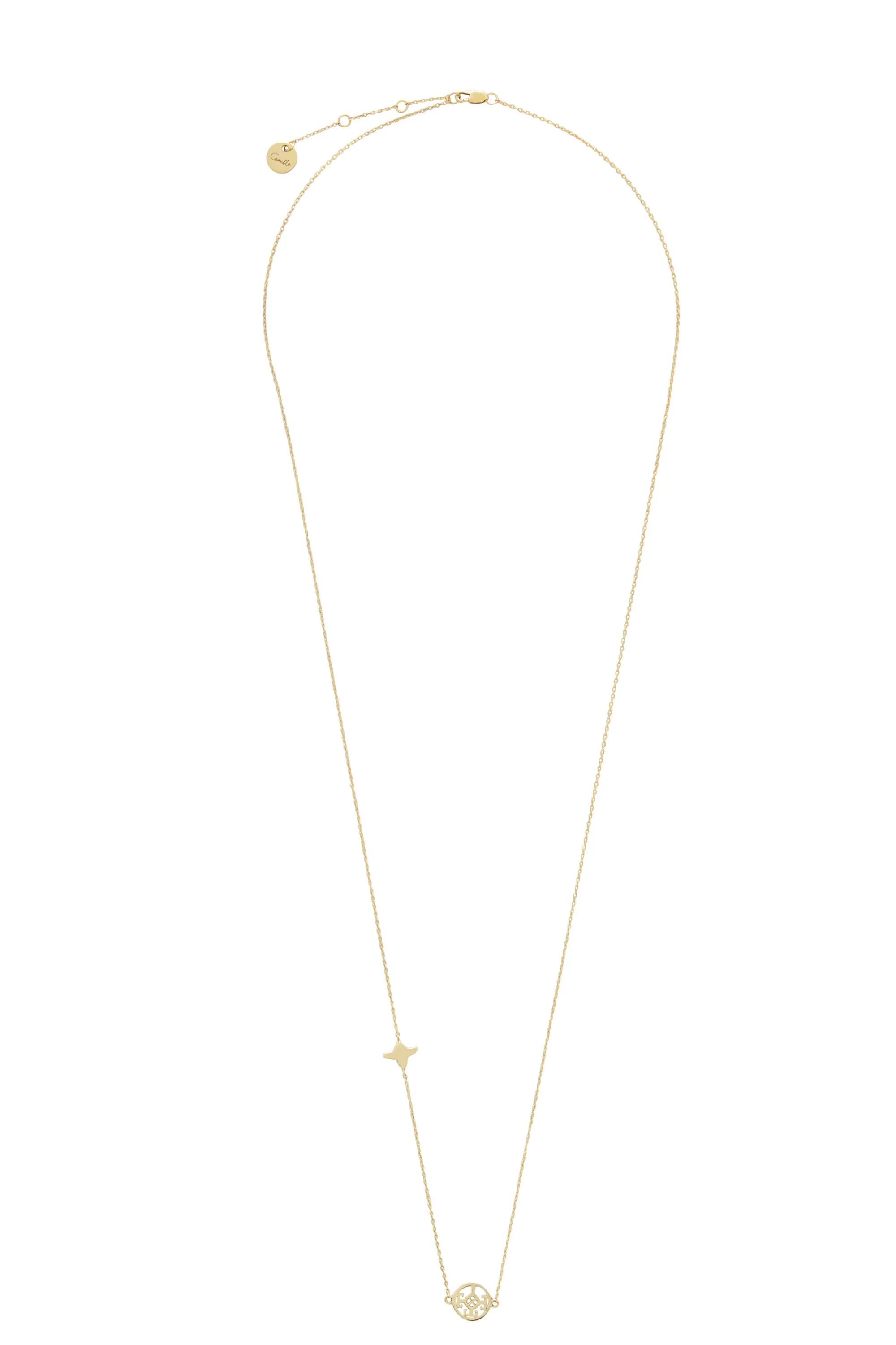 CUT OUT PENDANT NECKLACE GOLD BRASS