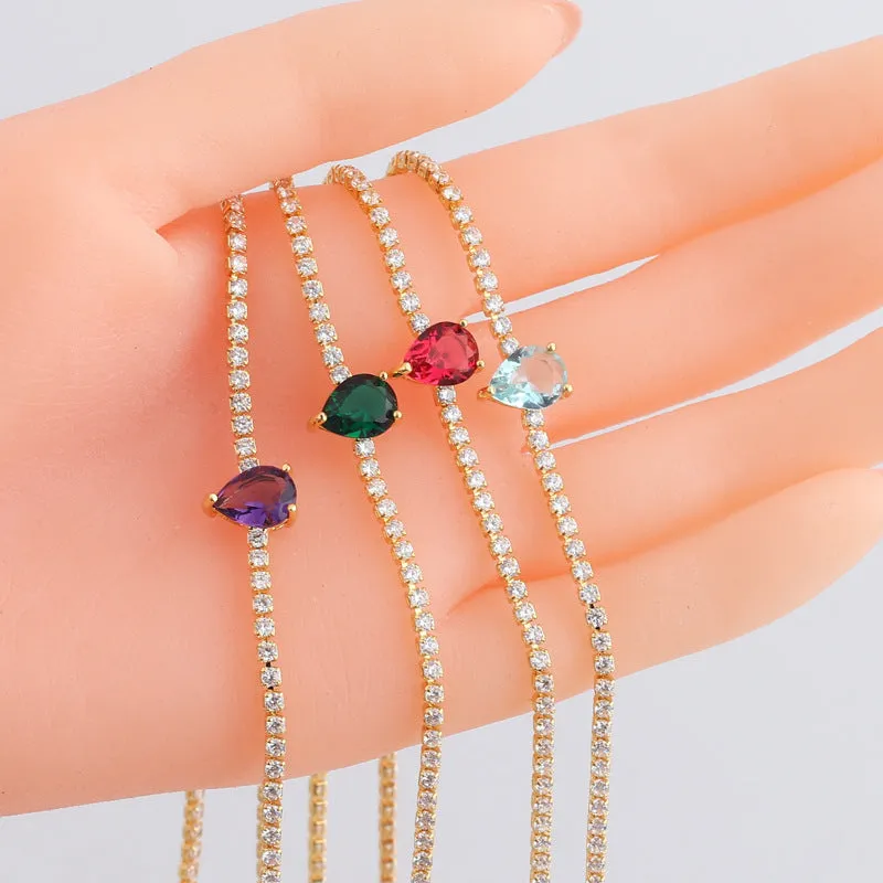 Cute Minimalist Elegant Women Metal Droplet Zircon Necklaces