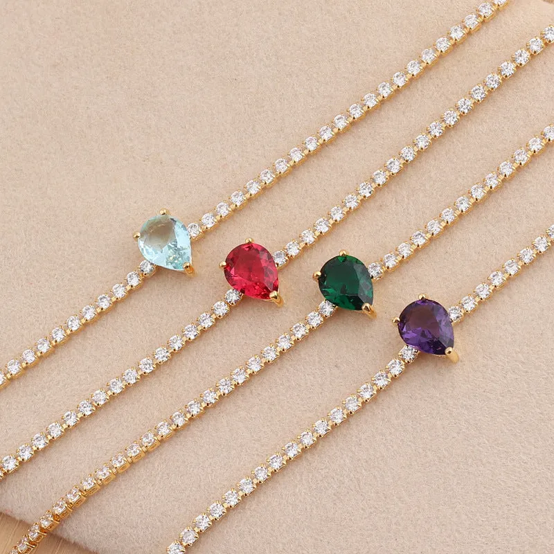 Cute Minimalist Elegant Women Metal Droplet Zircon Necklaces