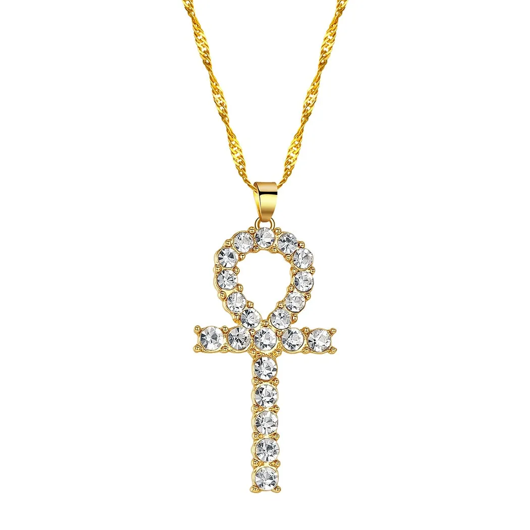 Cxwind Egyptian The Eye Of Horus Ankh Cross Pendant Necklaces For Women Men Key of Life Chain Necklace Jewelry Gift