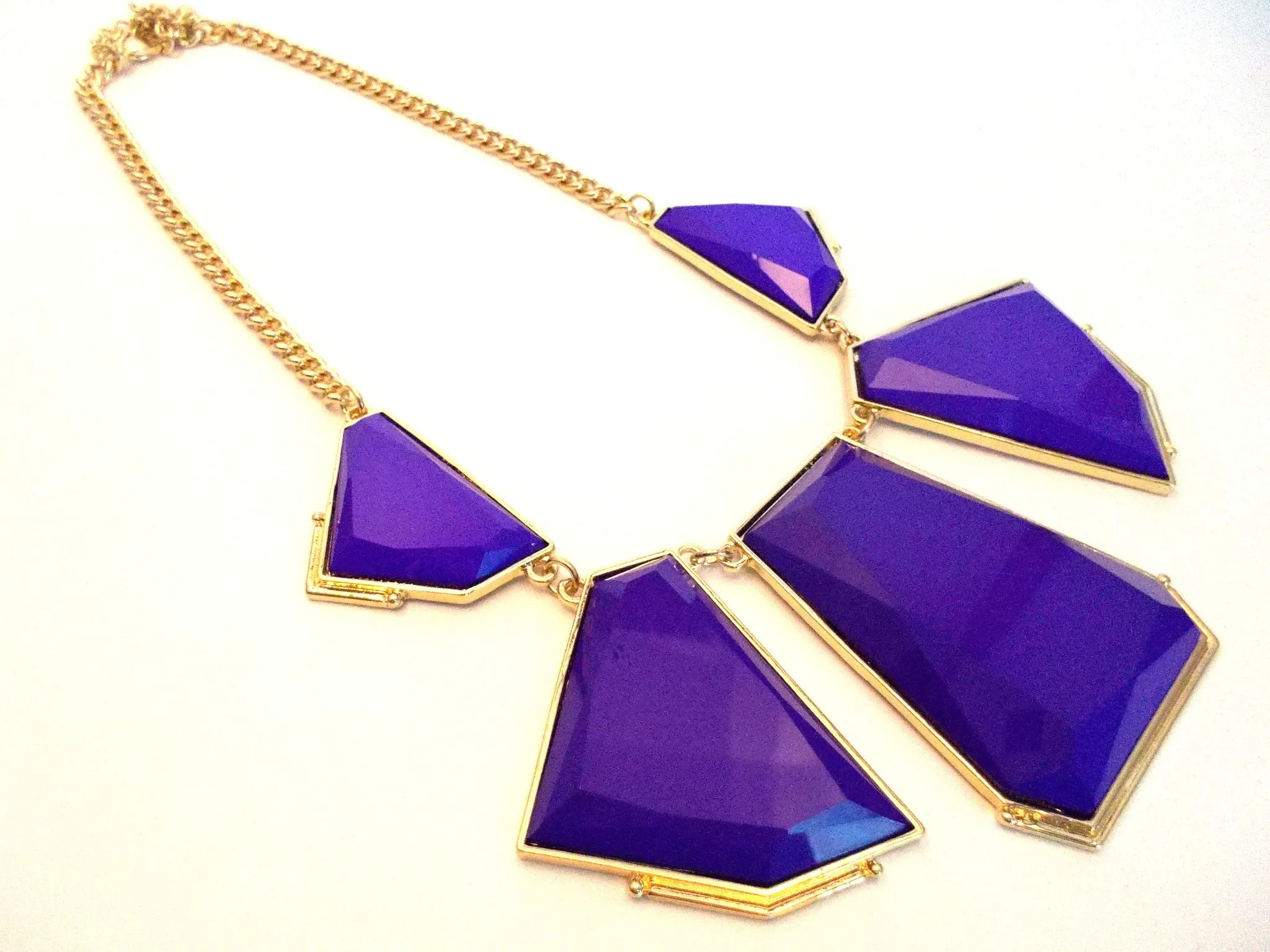 Deco Bib Statement Necklace- Purple