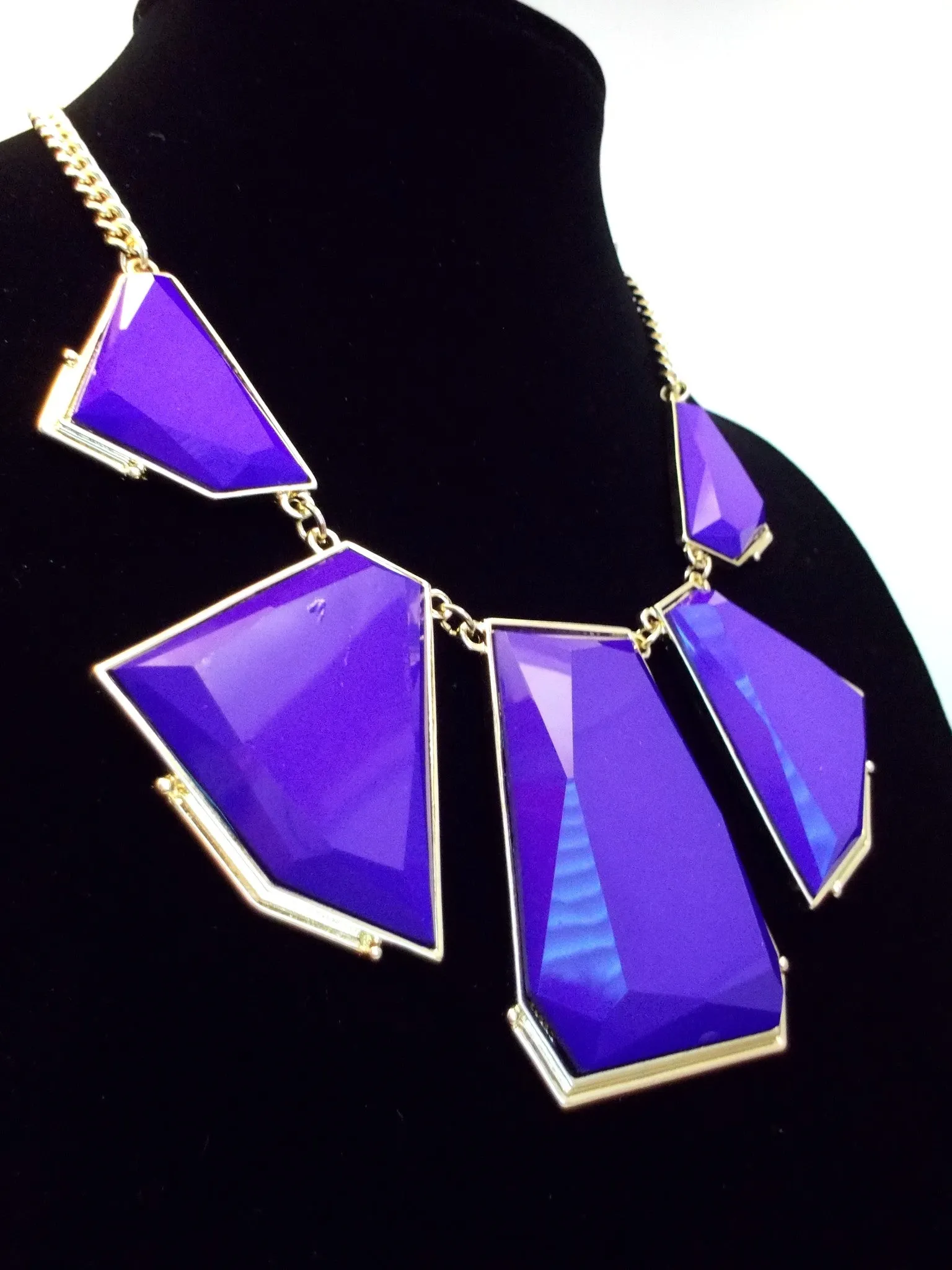 Deco Bib Statement Necklace- Purple