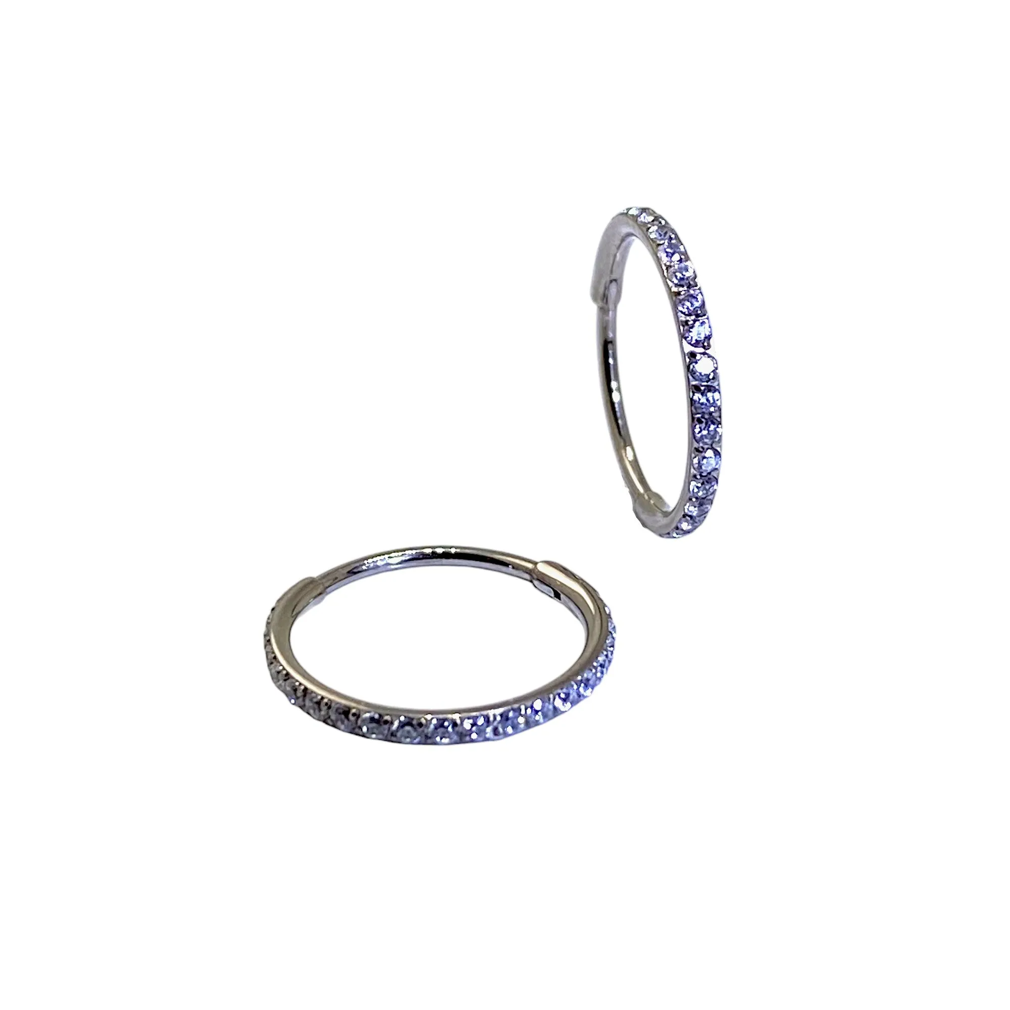 Diamond Gem Titanium Hoops 11mm