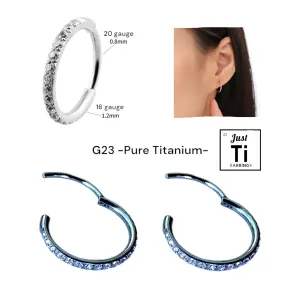 Diamond Gem Titanium Hoops 11mm