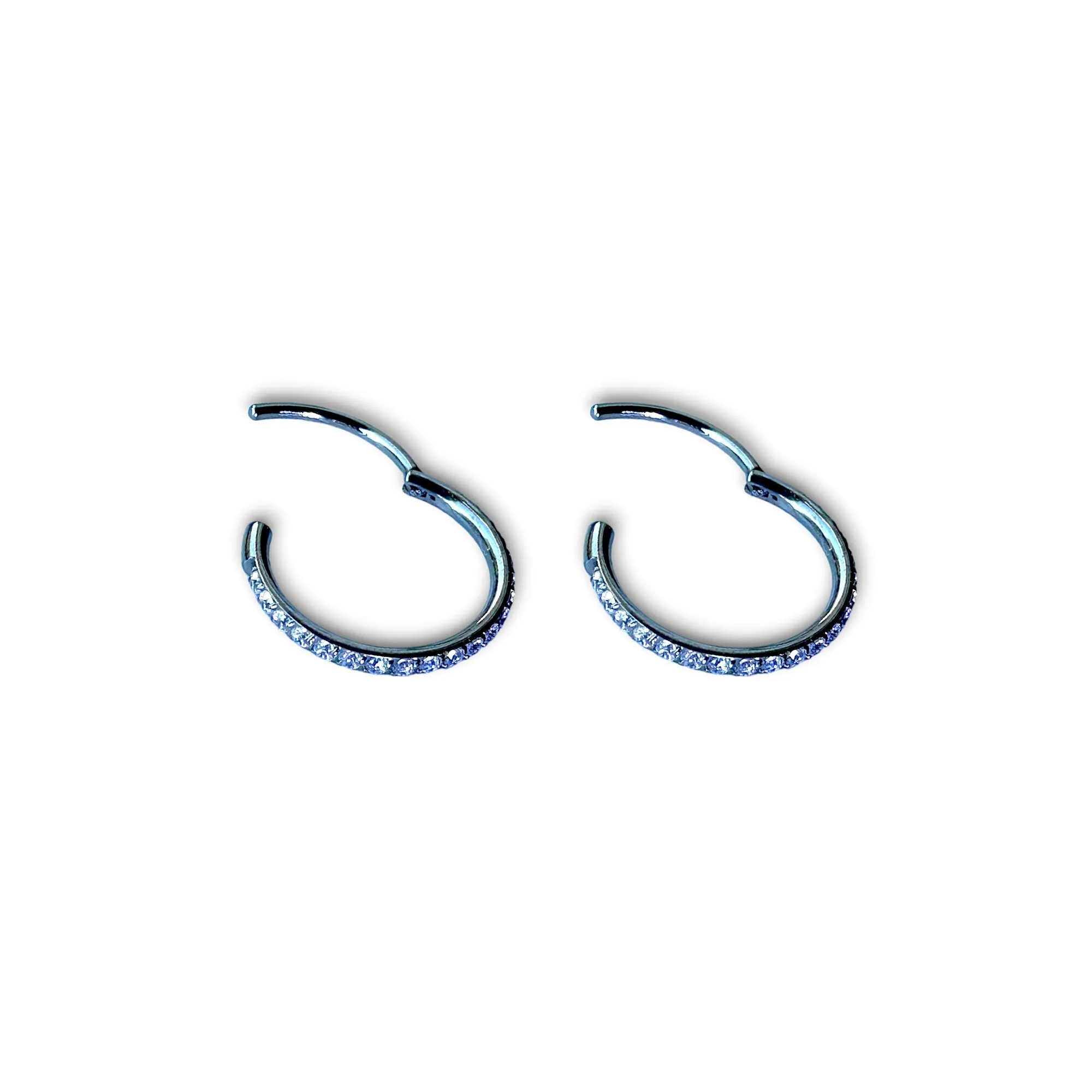 Diamond Gem Titanium Hoops 11mm