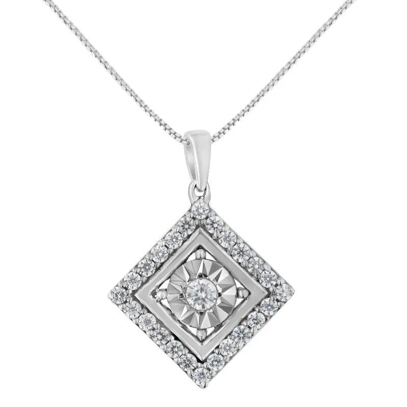 Diamond Square Pendant Necklace