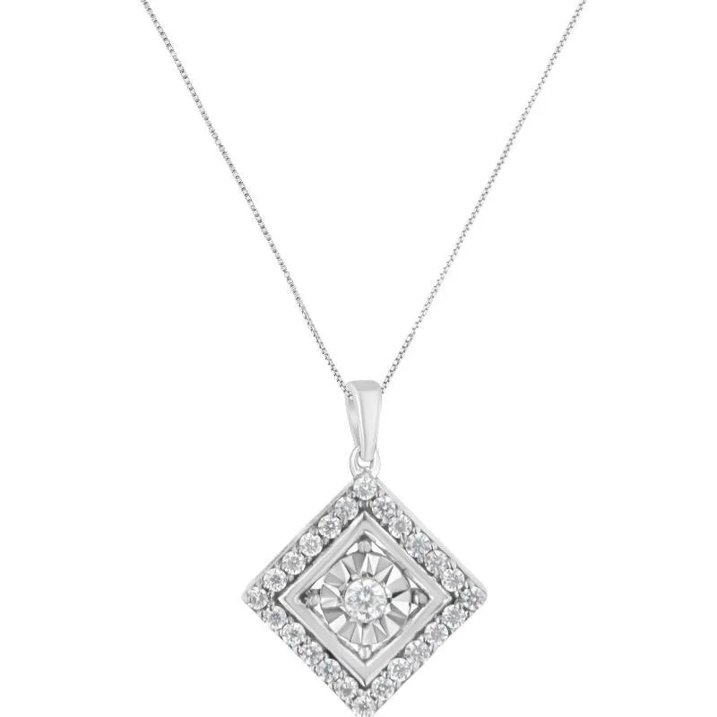 Diamond Square Pendant Necklace