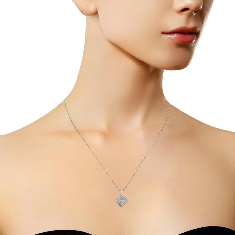 Diamond Square Pendant Necklace