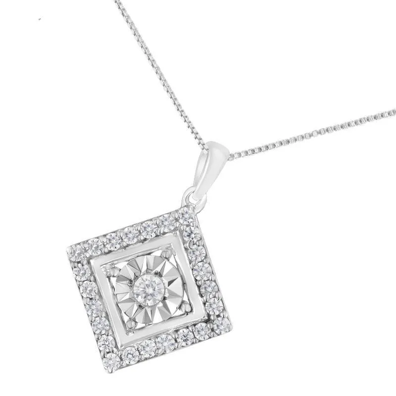 Diamond Square Pendant Necklace