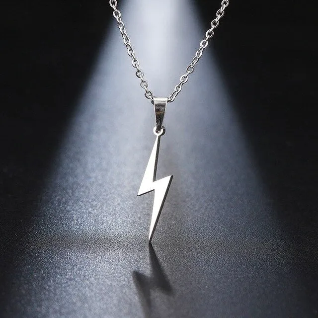 DOTIFI Stainless Steel Necklace Hot Lightning Necklaces For Women Protection Pendants For Girlfriend Gifts Rose Gold Jewelry