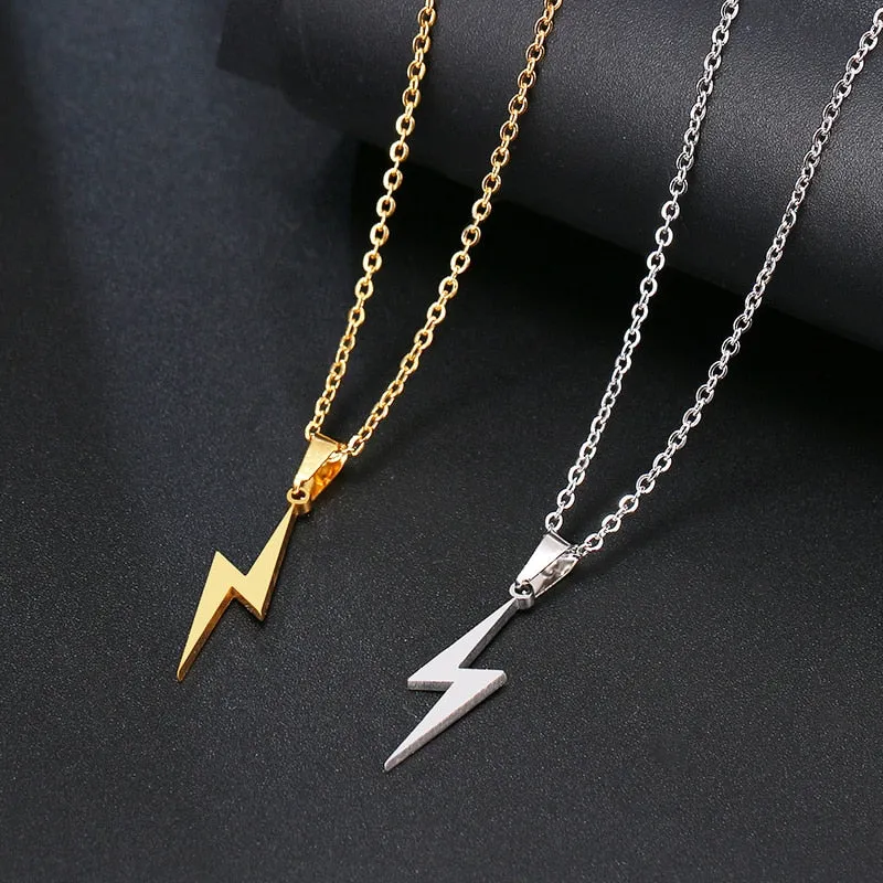 DOTIFI Stainless Steel Necklace Hot Lightning Necklaces For Women Protection Pendants For Girlfriend Gifts Rose Gold Jewelry