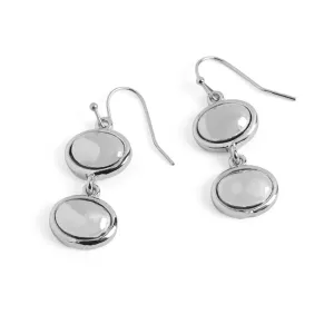 Double Dome Dangle Earrings - Silver