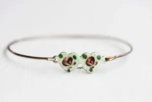 Double Heart Bracelet - Green and Pink