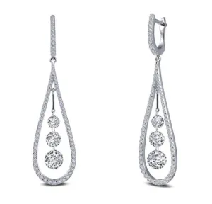 Drop Earrings with Three Lassaire Simulated Diamonds 8E024CLP