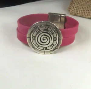 Dusty Pink Leather Cuff Bracelet